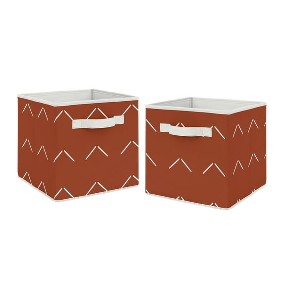Diamond Tuft Orange Rust Arrow Fabric Storage Bin (Set of 2) by Sweet Jojo Designs