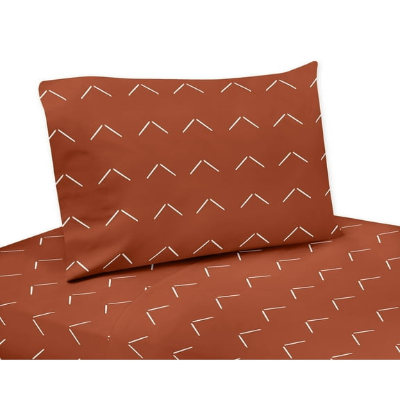 Sweet Jojo Designs Diamond Tuft Orange and Ivory 4 Piece Queen Size Sheet Set - 4 piece