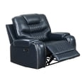 thumbnail image 1 of Diamond Tufted Leatherette Manual Recliner, Navy Blue, 1 of 3