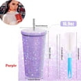 thumbnail image 1 of Diamond Tumbler Glitter Water Bottle with Lid Vacuum Thermal Straw Tumbler Rhinestone Tumbler Purple 500ml, 1 of 8