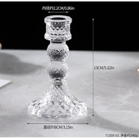 Diamond Two-Sphere Crystal Candlestick Nordic Clear Glass Candle Holder for Table Centerpiece, Wedding Decor, Romantic Dinner, Home Accent