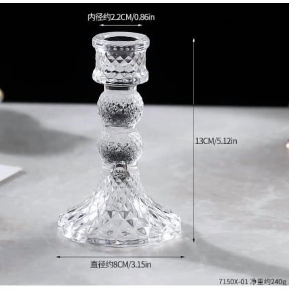 Diamond Two-Sphere Crystal Candlestick Nordic Clear Glass Candle Holder for Table Centerpiece, Wedding Decor, Romantic Dinner, Home Accent