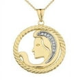 thumbnail image 1 of Diamond Virgo Zodiac In Rope Pendant Necklace In Yellow Gold :  14K  Pendant with 18" chain, 1 of 1