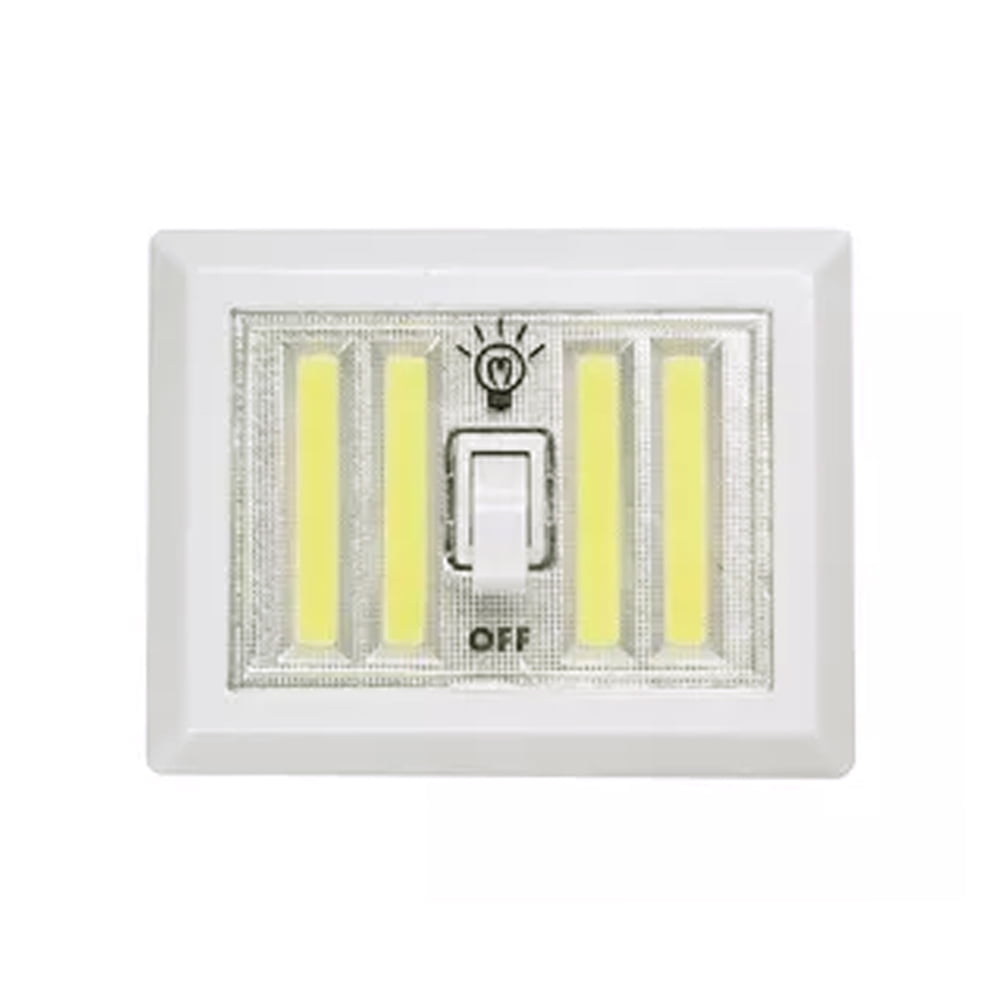 Diamond Vision -Precise Impact Cob LED Light Switch for Bathrooms Kid's Rooms Peel-and-Stick - White