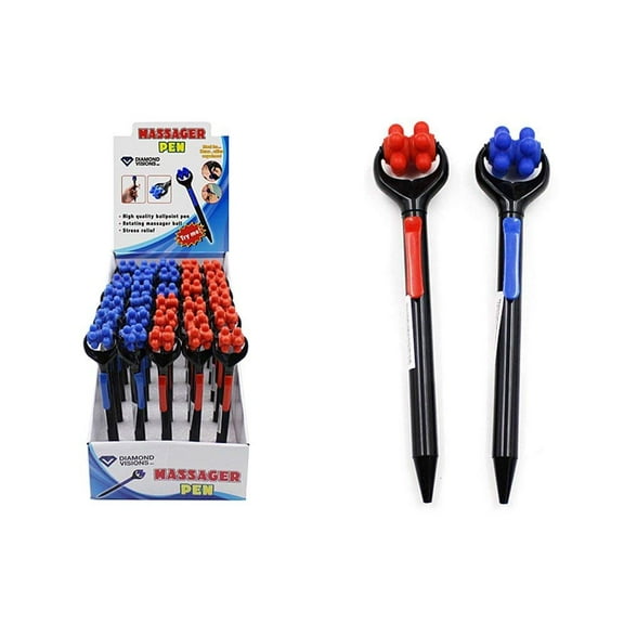 Diamond Visions 01-1581 Ball Point Pen with Rotating Massager Ball in Assorted Colors MultiPack 4 Pens