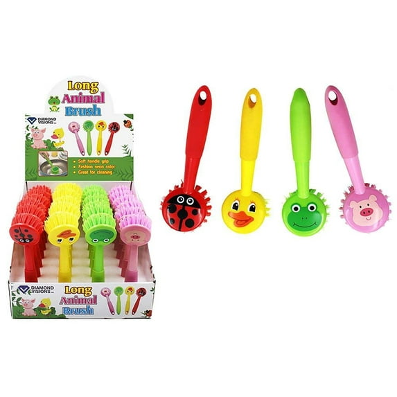 Diamond Visions 11-1566 Long Animal Scrub Brush MultiPack in Assorted Animals 2 Brushes