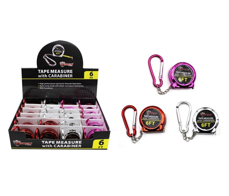 Diamond Visions 9017034 6 ft. Max Force Carabiner Tape Measure, Assorted Color - Case of 24