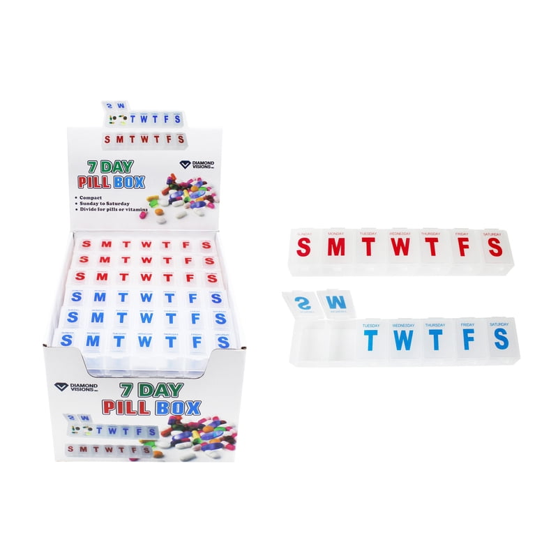 Diamond Visions 9017043 7 Day White Pill Organizer - Case of 36