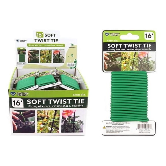 Diamond Visions 9103435 192 in. Rubber Soft Twist Tie, Green - Pack of 36
