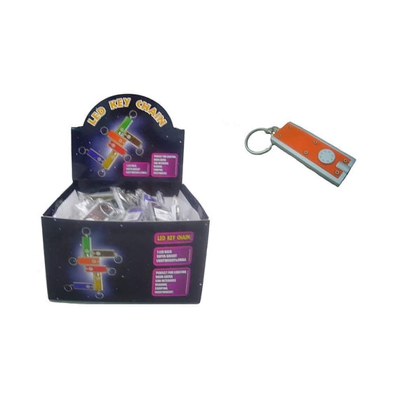 Diamond Visions KC-0001 Flat LED Flashlight Keychain Multipack Bundle in Assorted Colors 4 Flashlights