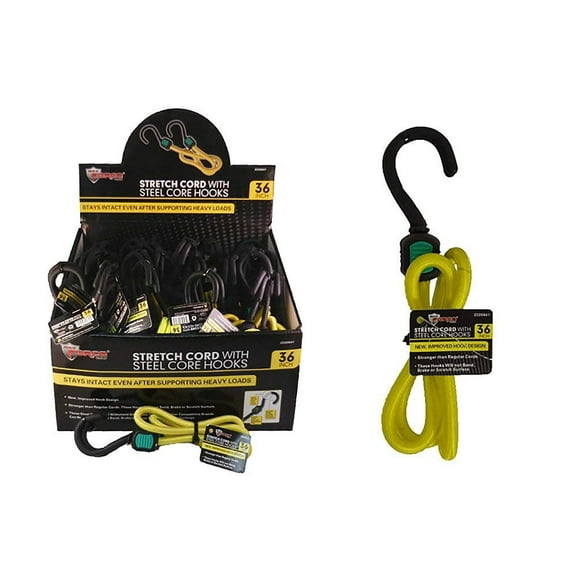 Diamond Visions Max Force 2220841 Bungee 36 Inch Stretch Cord with Steel Core Hooks MultiPack 4 Cords