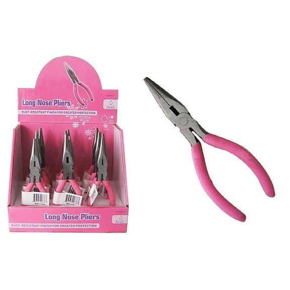 Diamond Visions Max Force 2220876 6 Inch Pink Long Nose Pliers Set 2 Pliers