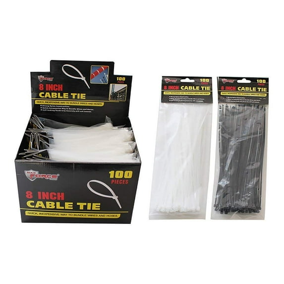 Diamond Visions Max Force 2221235 8 Inch Cable Tie 100 Piece Pack Set in Assorted Colors 2 Packs