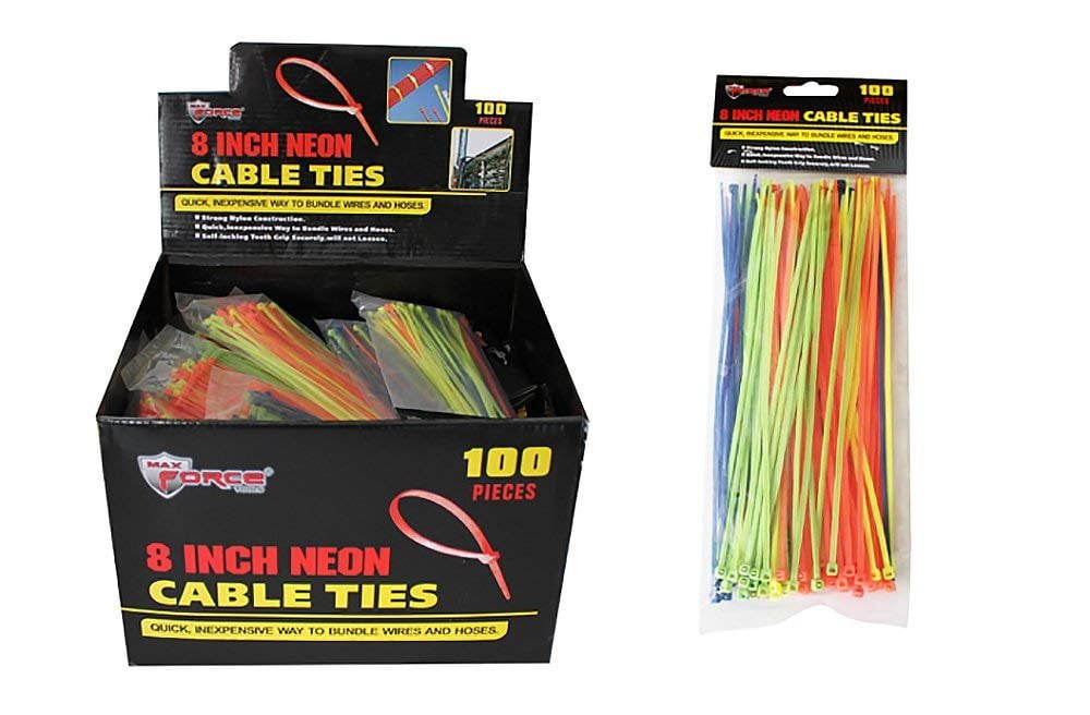 Gardner Bender Neon-Kabelbinder – 100 Stück (20,3 Cm) – In 5 Farben – Selbstschließend