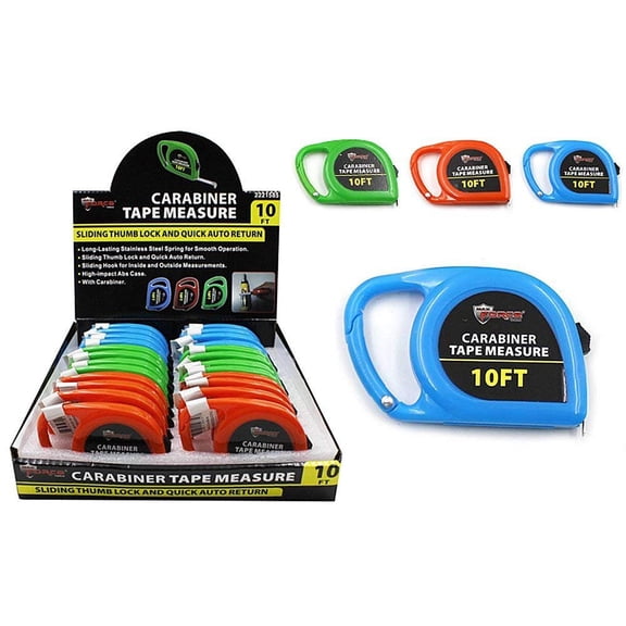 Diamond Visions Max Force 2221585 Carabiner Tape Measure Set in Assorted Colors 4 Tape Measures