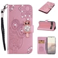 thumbnail image 1 of Diamond Wallet Case for Google Pixel 7 Pro with Card Slots Holder Magnetic Clasp Cover, Shining Sparkle Owl Embossed Pattern PU Leather Flip Folio Case with Wrist Strap Kickstand Case,Rosegold, 1 of 5