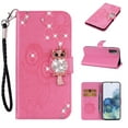 thumbnail image 1 of Diamond Wallet Case for Samsung Galaxy S23 with Card Slots Holder Magnetic Clasp Cover, Shining Sparkle Owl Embossed Pattern PU Leather Flip Folio Case with Wrist Strap Kickstand Case,Pink, 1 of 7