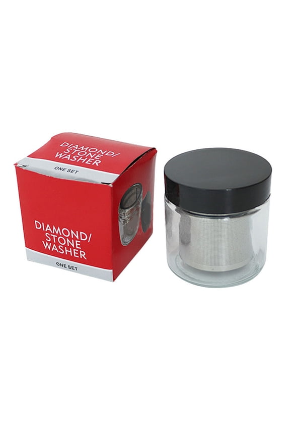 Diamond Washing Cup Gemstone Cleaning Glass Jar Bottle with Metal Sieve Alcohol Cleaner