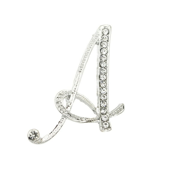 Diamond Water-Filled Letter Brooch - Alloy Initial Pin with Sparkling Gemstones for Jackets, Scarves & Fashion Accessories