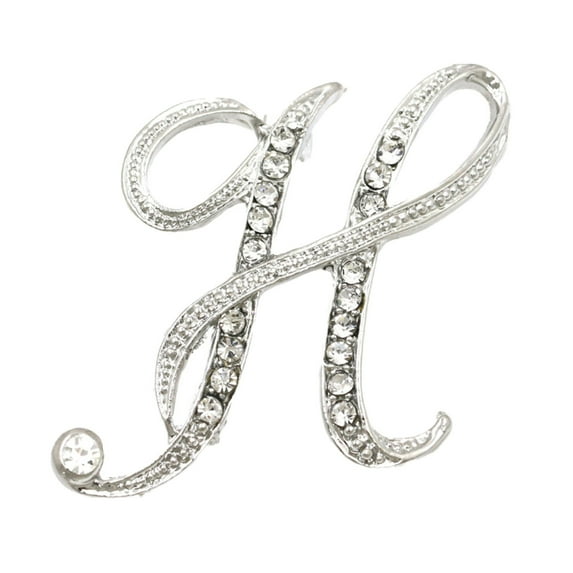 Diamond Water-Filled Letter Brooch - Alloy Initial Pin with Sparkling Gemstones for Jackets, Scarves & Fashion Accessories