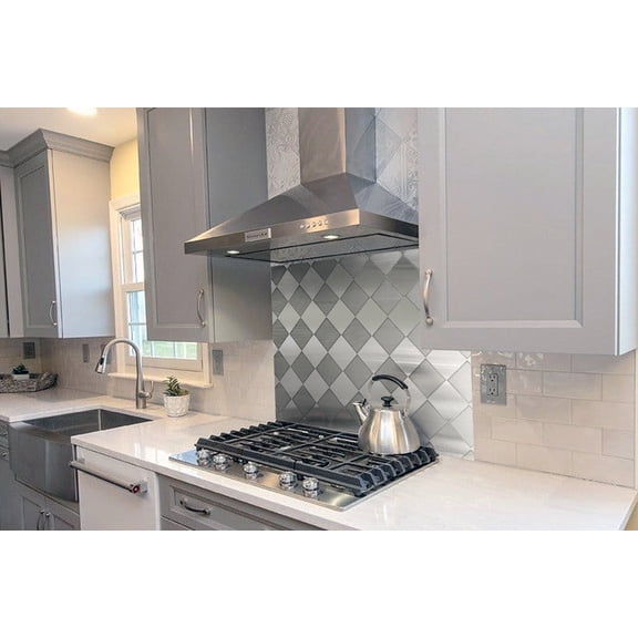 Diamond Weave Decorative Stainless Steel Kitchen Backsplash 24" x 48"