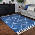 thumbnail image 1 of Diamond Weave Plush Polypropylene Indoor Shag Area Rug with Fringe - 4' x 6’, Cream-Blue, 1 of 10