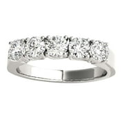 AONEJEWELRY Diamond Wedding Band For Women 0.50 & 1.0 Carat Brilliant Round Lab Grown Diamond 5-Stone Engagement Ring Band In 10K Solid Rose Yellow White Gold