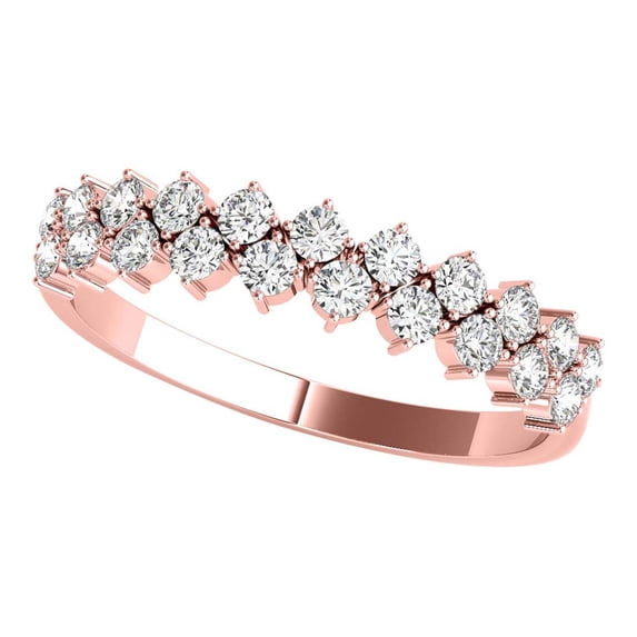 Diamond Wedding Band For Women 0.50 Carat Brilliant Round Lab Grown Diamond 21-Stone Engagement Ring Band In 14K Solid Rose White & Yellow Gold