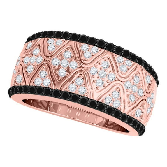 Diamond Wedding Band For Women 0.55 Carat Brilliant Round Natural White & Black Diamond Engagement Ring Band In 10K Solid Rose Yellow White Gold