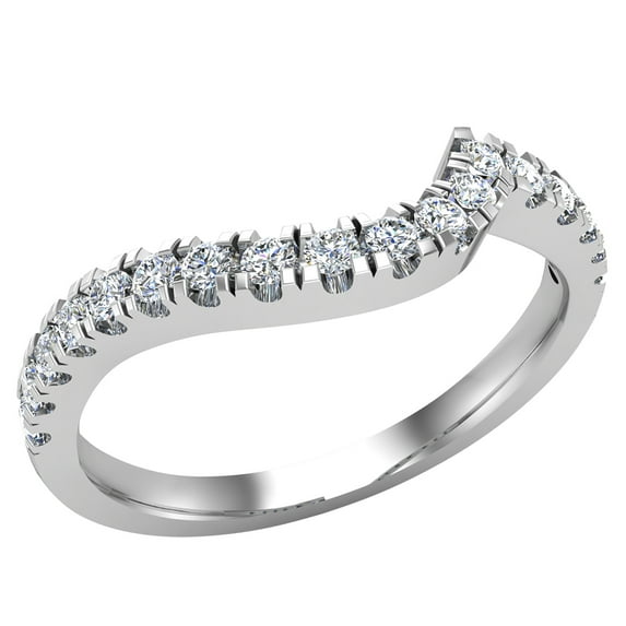 Diamond Wedding Band Matching to Ocean Wave Intertwined Engagement Ring 14K White Gold 0.27 CT TW