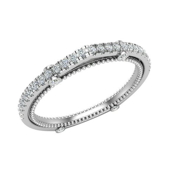 Diamond Wedding Band Matching to Vintage Diamond Wedding Ring 14K White Gold 0.17 Carat