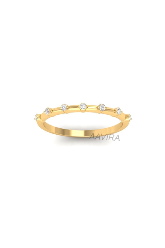 Diamond Wedding Band, Minimalist Half Eternity Ring For Women