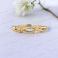 thumbnail image 1 of Diamond Wedding Band Yellow Gold Plated Promise Ring Art Deco Crossover Jewelry Delicate Birthday Gift for Sister, 1 of 4