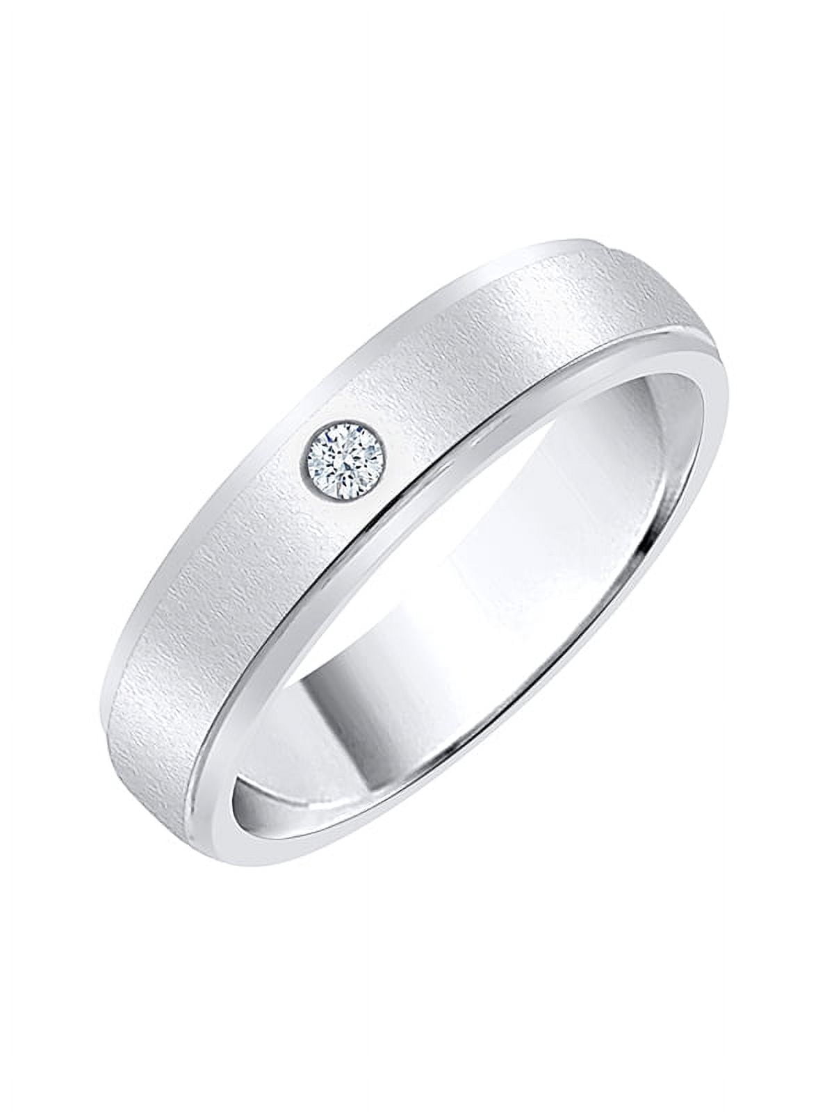 925 Sterling Silver Men's Diamond Wedding Band - 1/10 CTTW, Angular Design, K-M Color I1-I2 Clarity