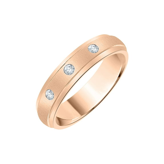 Diamond Wedding Band in 10K Rose Gold (1/10 cttw) (I-Color, SI3-I1 Clarity) (Size-5.5)