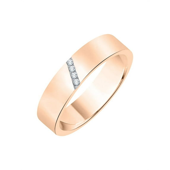 Diamond Wedding Band in 10K Rose Gold (1/20 cttw) (I-Color, SI3-I1 Clarity) (Size-7.5)