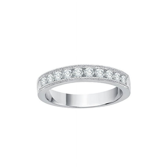 Diamond Wedding Band in 10K White Gold (1/2 cttw) (I-Color, SI3-I1 Clarity) (Size-7)