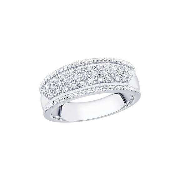 Diamond Wedding Band in 10K White Gold (1/6 cttw) (I-Color, SI3/I1-Clarity) (Size-9)