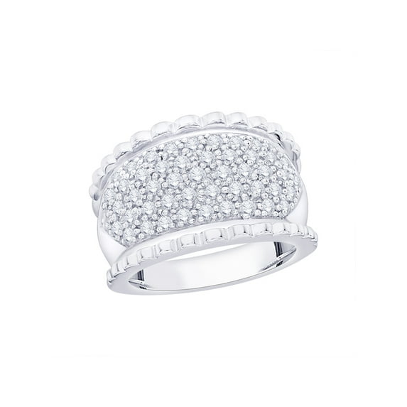 Diamond Wedding Band in 10K White Gold (1 cttw) (I-Color, SI3/I1-Clarity) (Size-5.5)