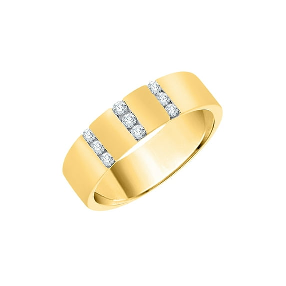 Diamond Wedding Band in 10K Yellow Gold (1/4 cttw) (I-Color, SI3-I1 Clarity) (Size-5.5)