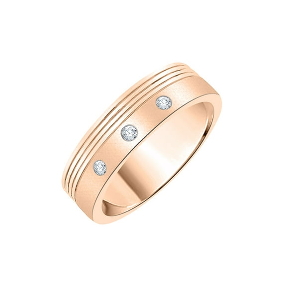 Diamond Wedding Band in 14K Rose Gold (1/10 cttw) (I-Color, SI3-I1 Clarity) (Size-6.5)