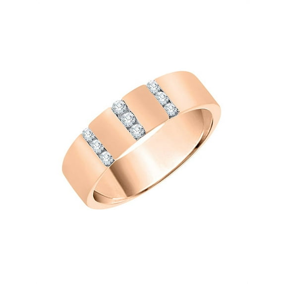 Diamond Wedding Band in 14K Rose Gold (1/4 cttw) (I-Color, SI3-I1 Clarity) (Size-6.5)