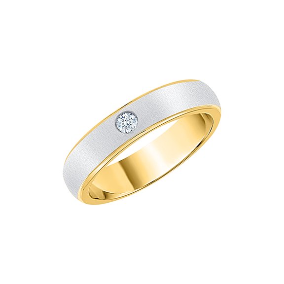 Diamond Wedding Band in 14K Two Tone Gold (1/20 cttw) (I-Color, SI3-I1 Clarity) (Size-7.5)