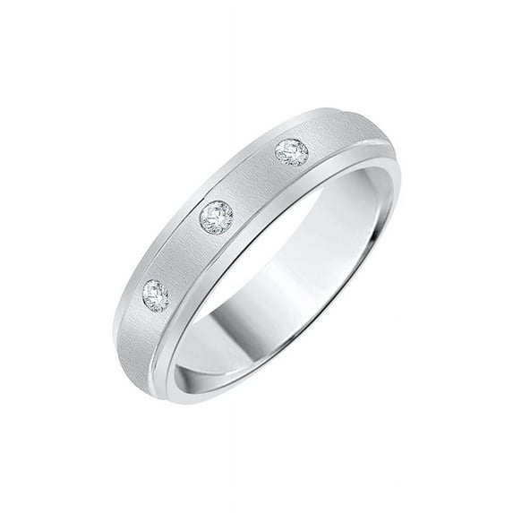 Diamond Wedding Band in 14K White Gold (1/10 cttw) (I-Color, SI3-I1 Clarity) (Size-5.5)