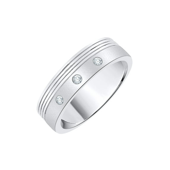 Diamond Wedding Band in 14K White Gold (1/10 cttw) (I-Color, SI3-I1 Clarity) (Size-8.5)