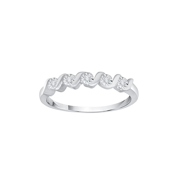 Diamond Wedding Band in 14K White Gold (1/20 cttw, G-H, I2-I3)