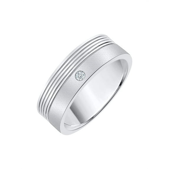 Diamond Wedding Band in 14K White Gold (1/20 cttw) (I-Color, SI3-I1 Clarity) (Size-7)