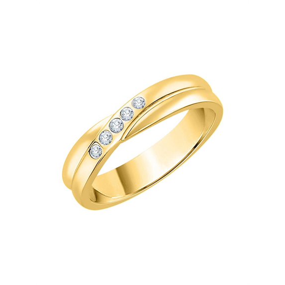 Diamond Wedding Band in 14K Yellow Gold (1/20 cttw) (I-Color, SI3-I1 Clarity)