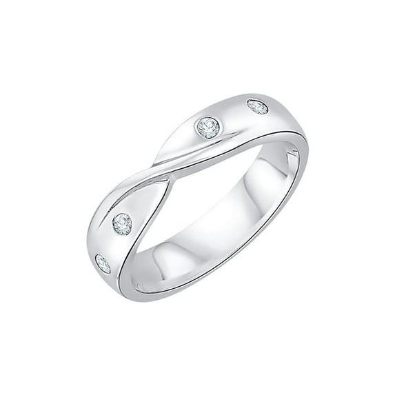 Diamond Wedding Band in Sterling Silver (1/10 cttw) (I-Color, SI3-I1 Clarity) (Size-7.5)