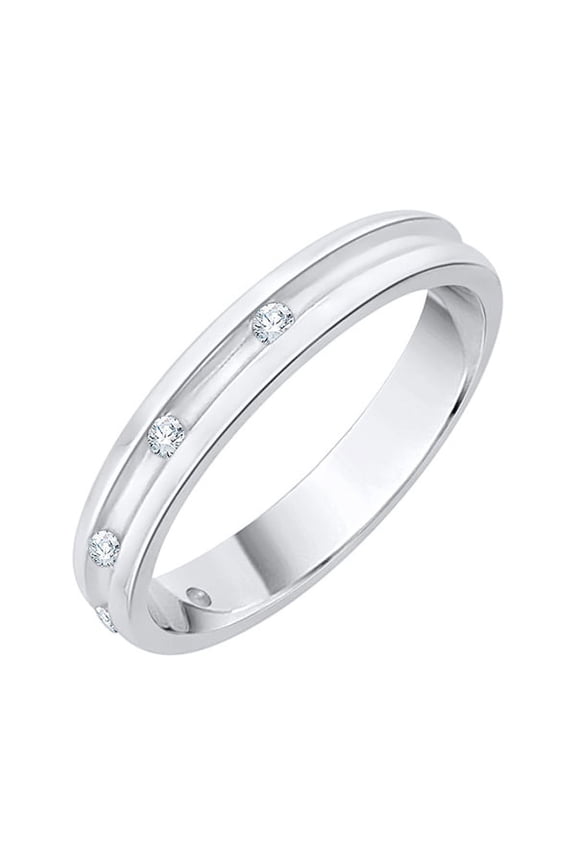 Diamond Wedding Band in Sterling Silver (1/20 cttw) (I-Color, SI3-I1 Clarity) (Size-7)